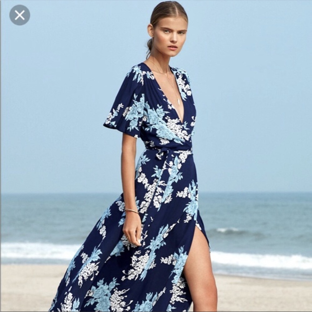 Privacy Please Navy‎ Plaza Kimono Wrap Athena  Maxi Dress Size XS